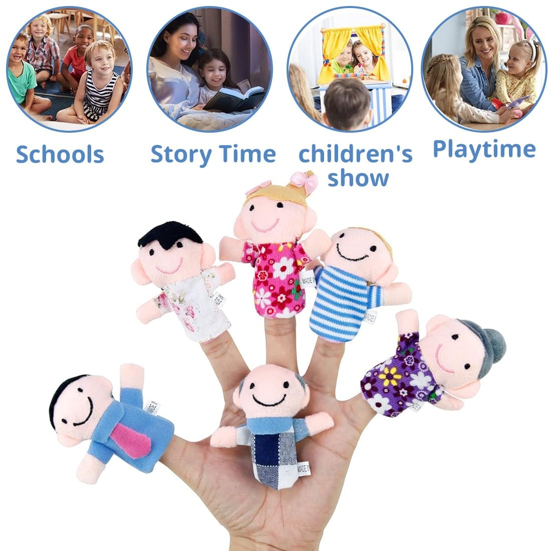 6 Pcs Bambole da dito regalo di compleanno per bambini, set di peluche per ragazzi e ragazze, regalo per Natale, Pasqua e feste per bambini（membri della famiglia）