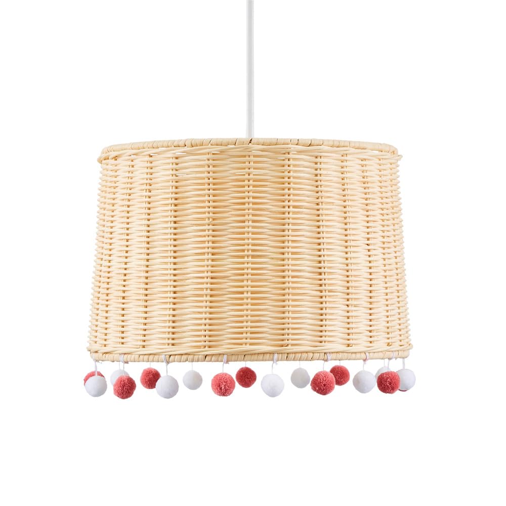 Litecraft Natural Glow Light Shade Pom Pom 30 Cm Easy Fit Children's Lampshade