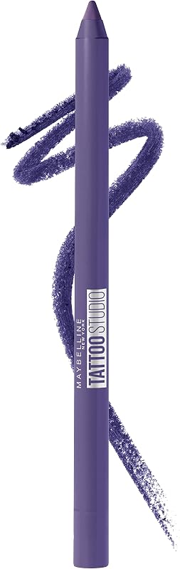 Maybelline TattooStudio Lápiz delineador de ojos afilable de larga duración, pigmentos de gel suaves que se deslizan con 36 horas de uso, resistente al agua, amatista rica, 1 unidad