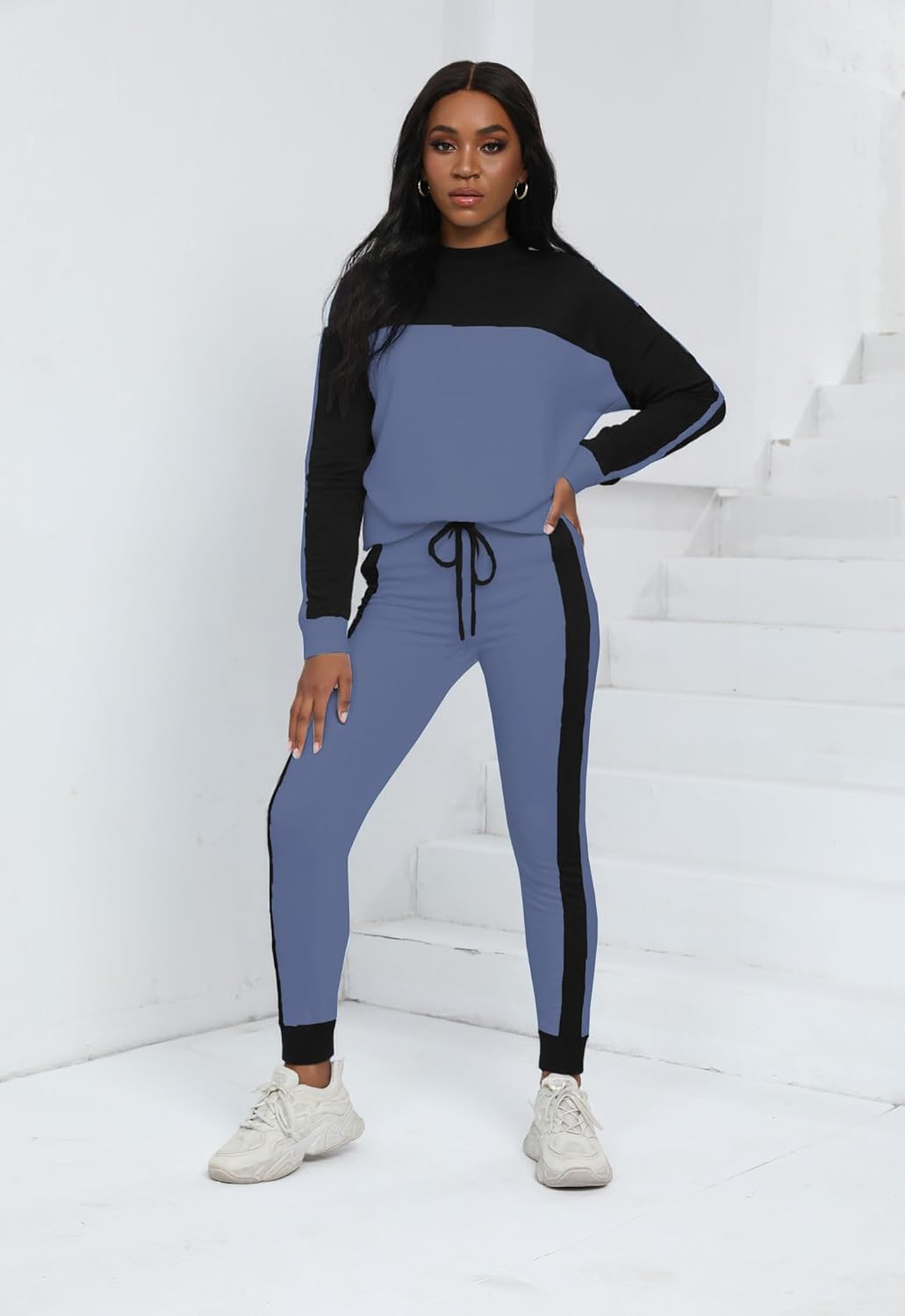 HBQ Women‘s Color Block 2 Piece Outfits Casual Travel Sweatsuits Lounge Sets 2025 Fall Fashion - Image 6