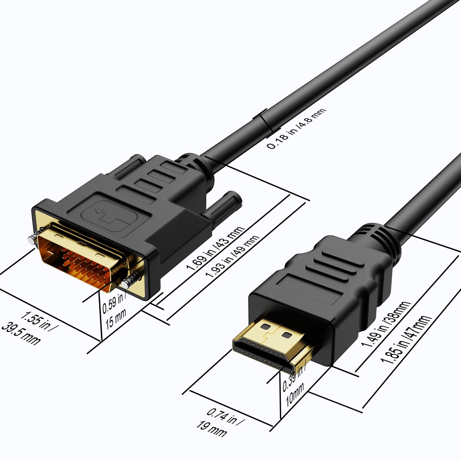 Câble adaptateur HDMI vers DVI 1 m, DVI-D 24+1, Full HD 1080p
