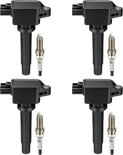 BDFHYK Bobinas de encendido UF656 y bujía de iridio 93501 compatible con Mazda 3 Sport 6 CX-3 CX-5 CX-9 MX-5 Miata l4 2.0L 2.5L reemplaza a GN10625