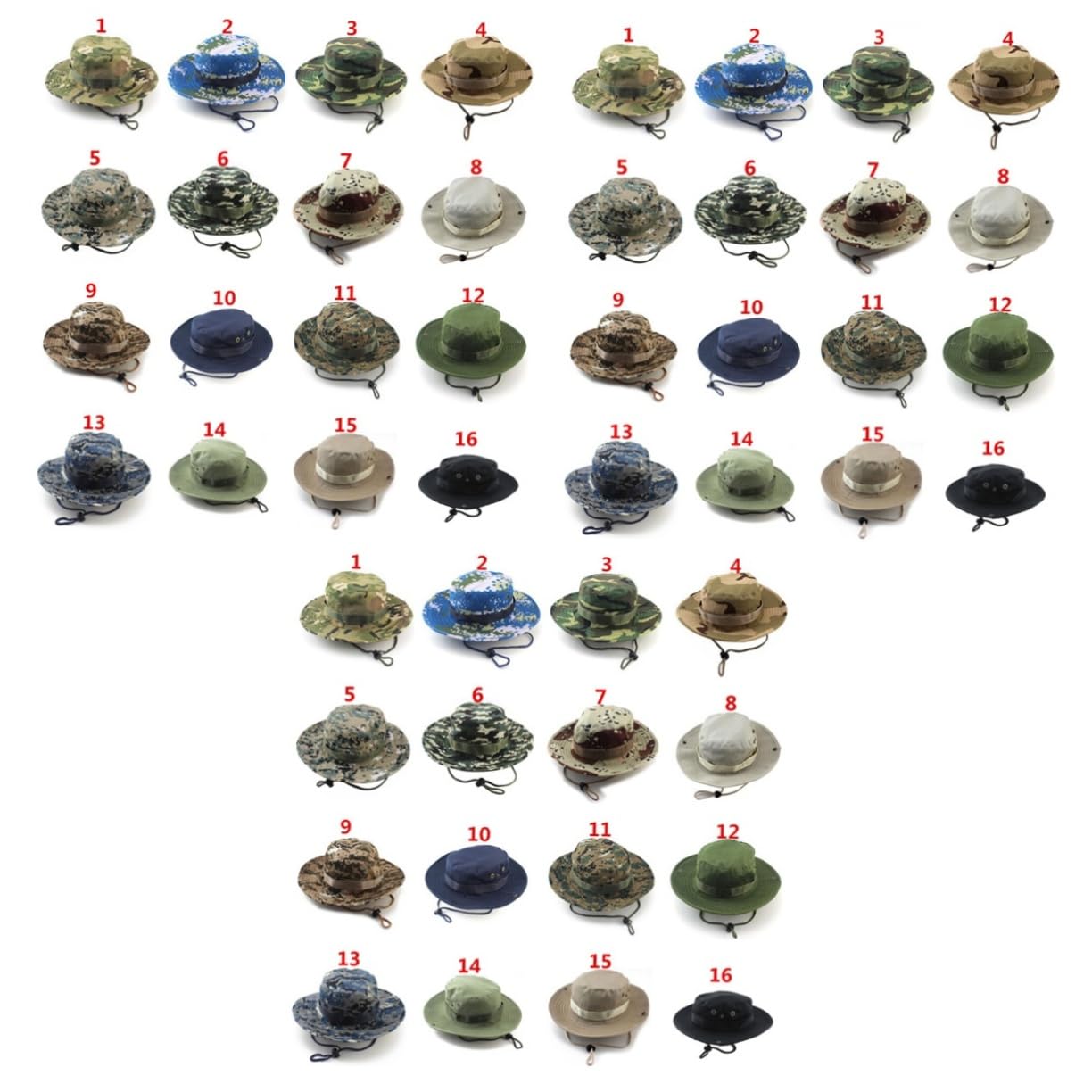 SHERCHPRY 3pezzi Cappello Secchiello Mimetico Unisex per attività Outdoor con Cinturino Ventilazione per Escursionismo Pesca e Campeggio Vari