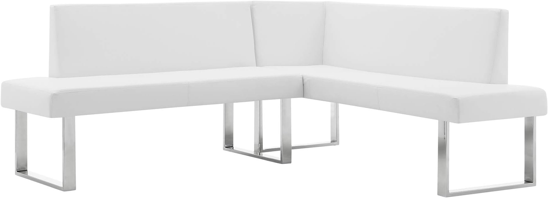 Armen Living Amanda Sectional in White and Chrome Finish 79.5"x58"x22"