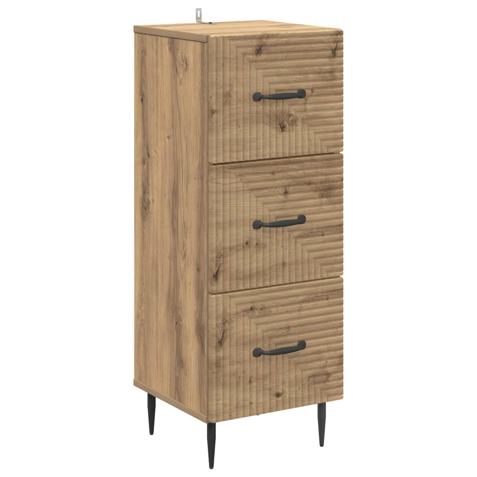 Cassettiera in rovere Artisan, 33 x 34,5 x 89,5 cm, con 3 cassetti, versatile per soggiorno, ufficio, corridoio e officina