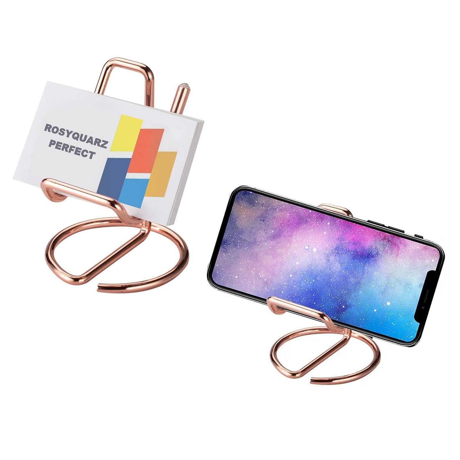 Amazon.com : ROSYQUARZ Business Card Holder for Desk, Small Metal Cell  Phone Stand, Cute Rose Gold Business Name Cards Display Holder Used on  Office Desktop for Women and Men (Rose Gold 2