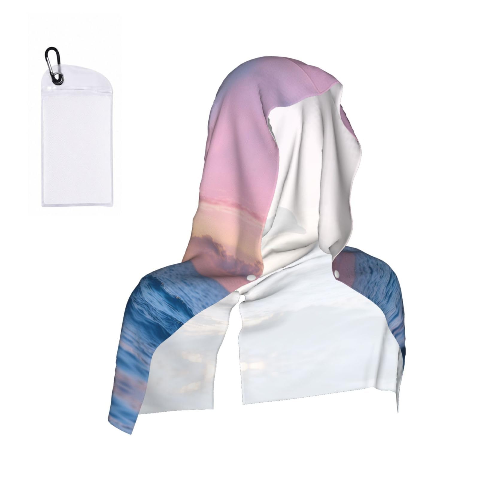 CNTDBU Dolphin Sunrise Jump Cooling Towel Hooded-Instant Chill Neck Cover for Sports, UV Cooling Rag for Running Gym