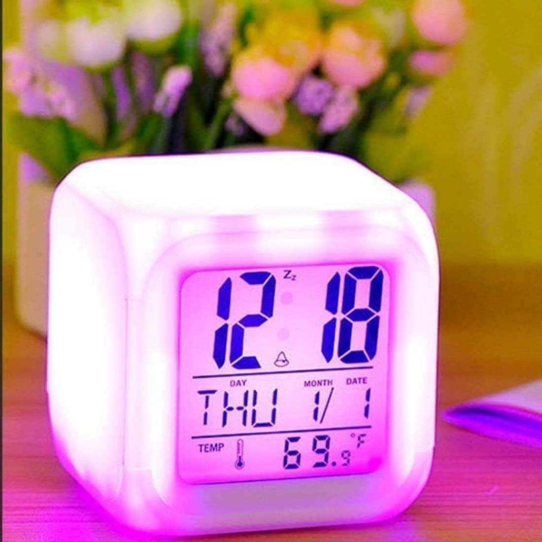 TAKASH Plastic 7 Color Changing Led Digital Alarm Clock with Date Time 3