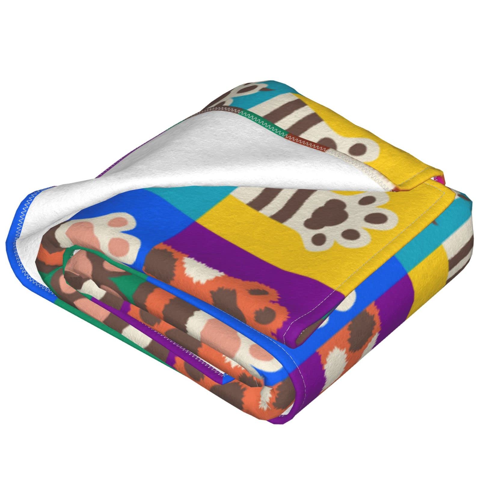 Divertente coperta colorata con zampe di gatto per letto, divano, plaid arcobaleno con zampa di animale, coperta in pile leggera e morbida e accogliente, 127 x 101,6 cm