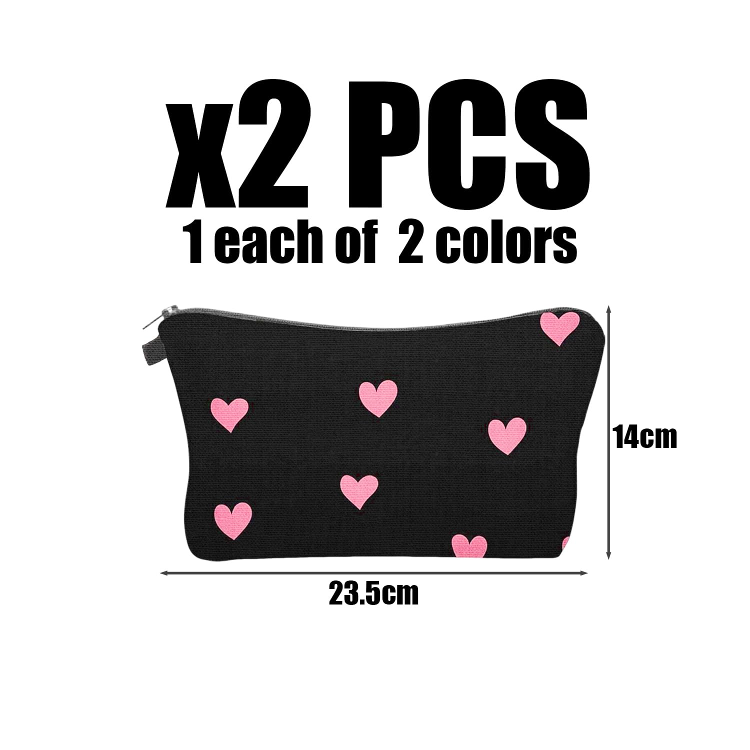 Borsa Per Cosmetici Stampata A Forma Di Cuore Da 2 Pezzi, Borsa Per Cosmetici Da Viaggio Portatile, Mini Borsa Per Cosmetici, Portamonete Con Cerniera, Borsa Per Articoli Da Toilette