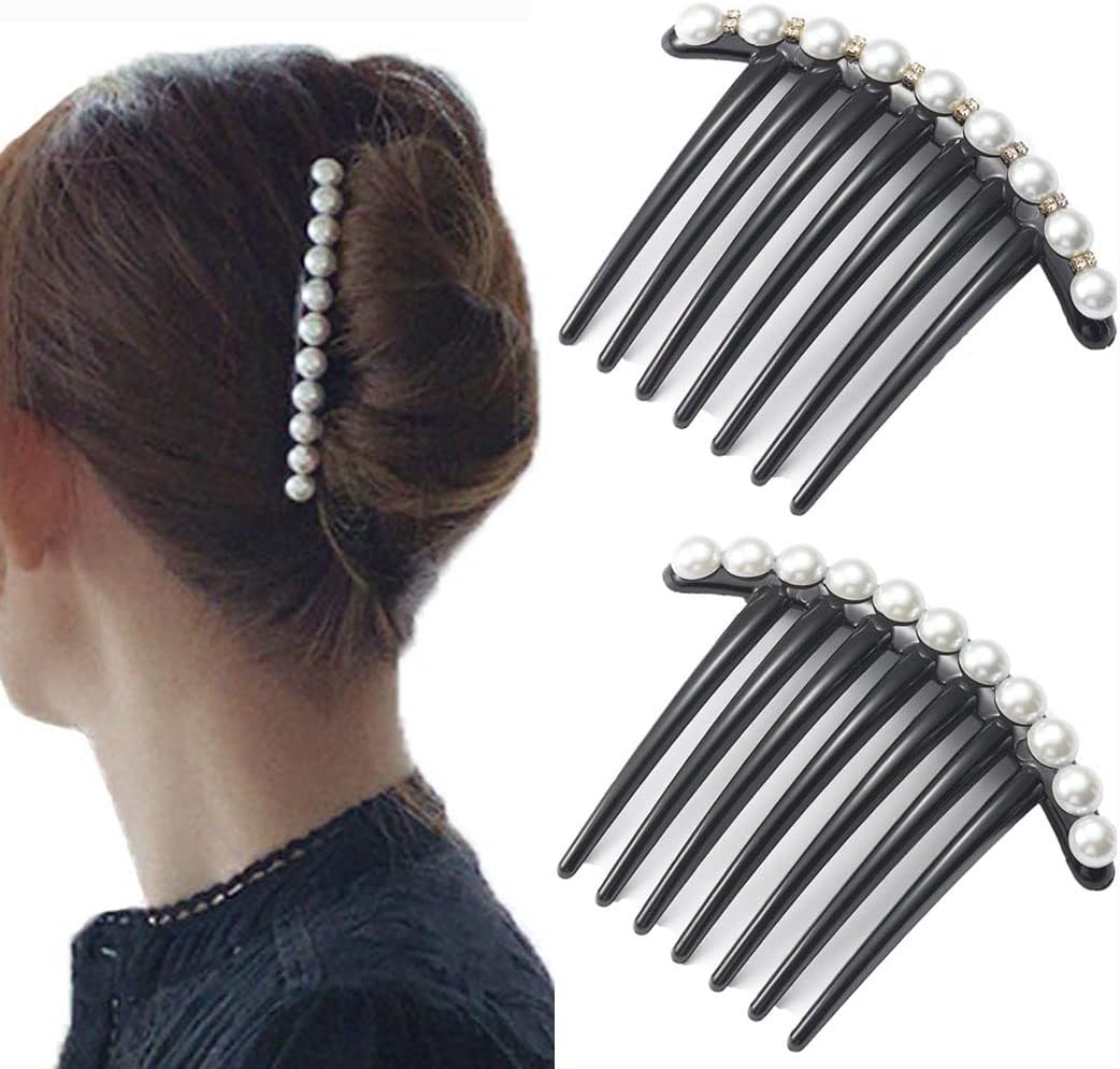 JONKY JONKY French Twist Hair Comb Pearl Fancy Hair Accessories for Women (Pack of 2)