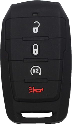 Miniatura 3 de 2 fundas protectoras de goma de silicona negra de 4 botones para llavero inteligente compatible con Dodge Ram 1500 2019 2020 2021 2022