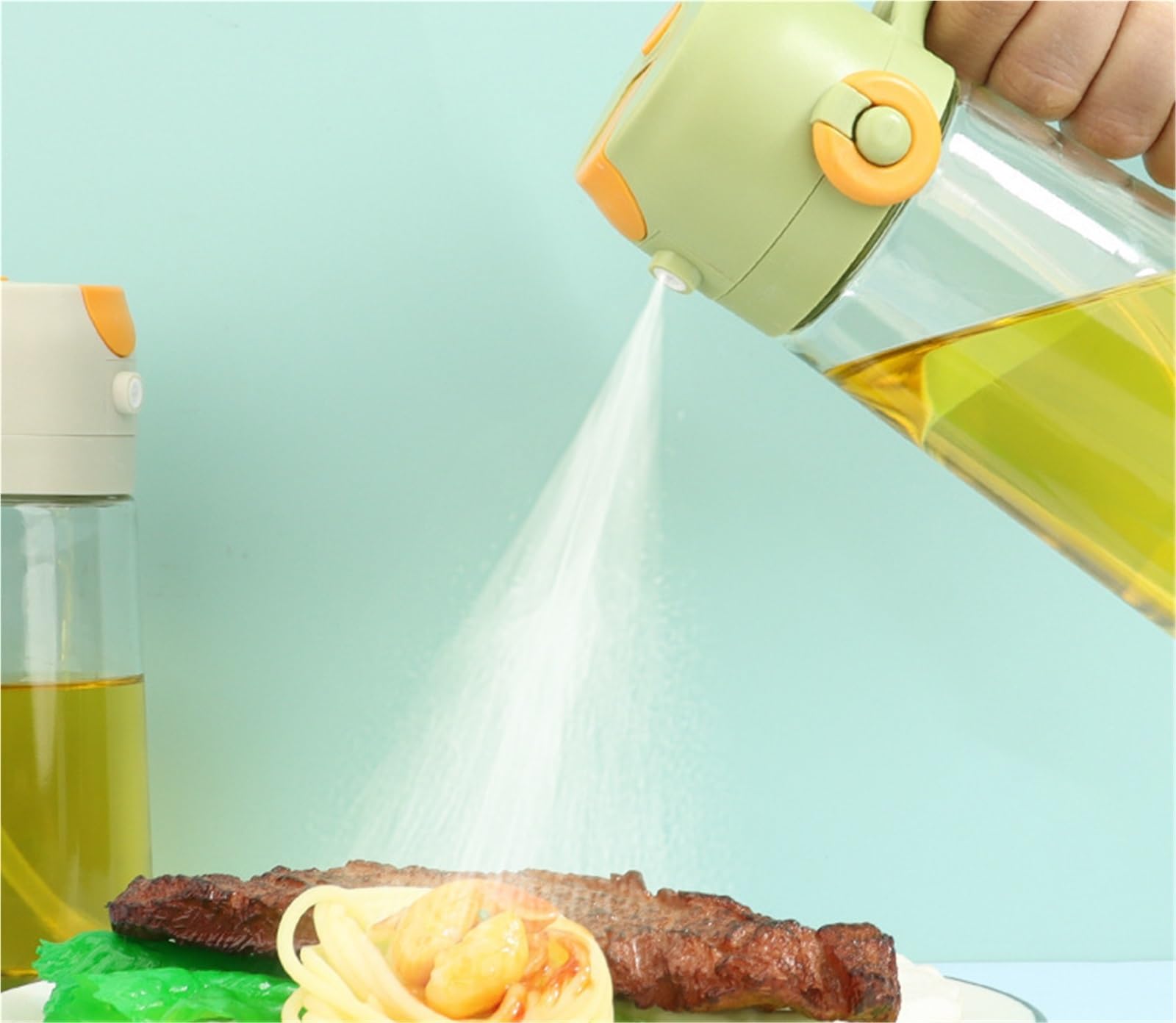 Dispensador de Aceite y Vinagre Pulverizador Y Dispensador De Aceite 2 En 1 For Freidora Aire, Asado, Ensaladas Horneado Jarra de Aceite(Grün)
