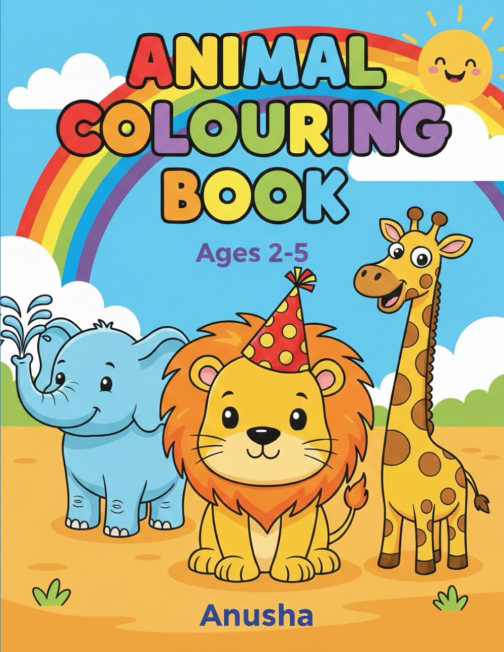 Animal coloring book: Fun and Easy Cute Animals for Kids Ages 2–5