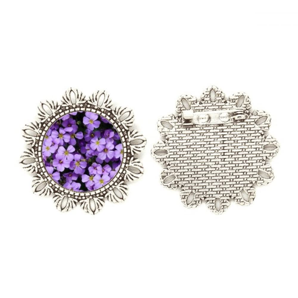 Broche de plata con diseño de flores moradas para evitar solapas caídas 4