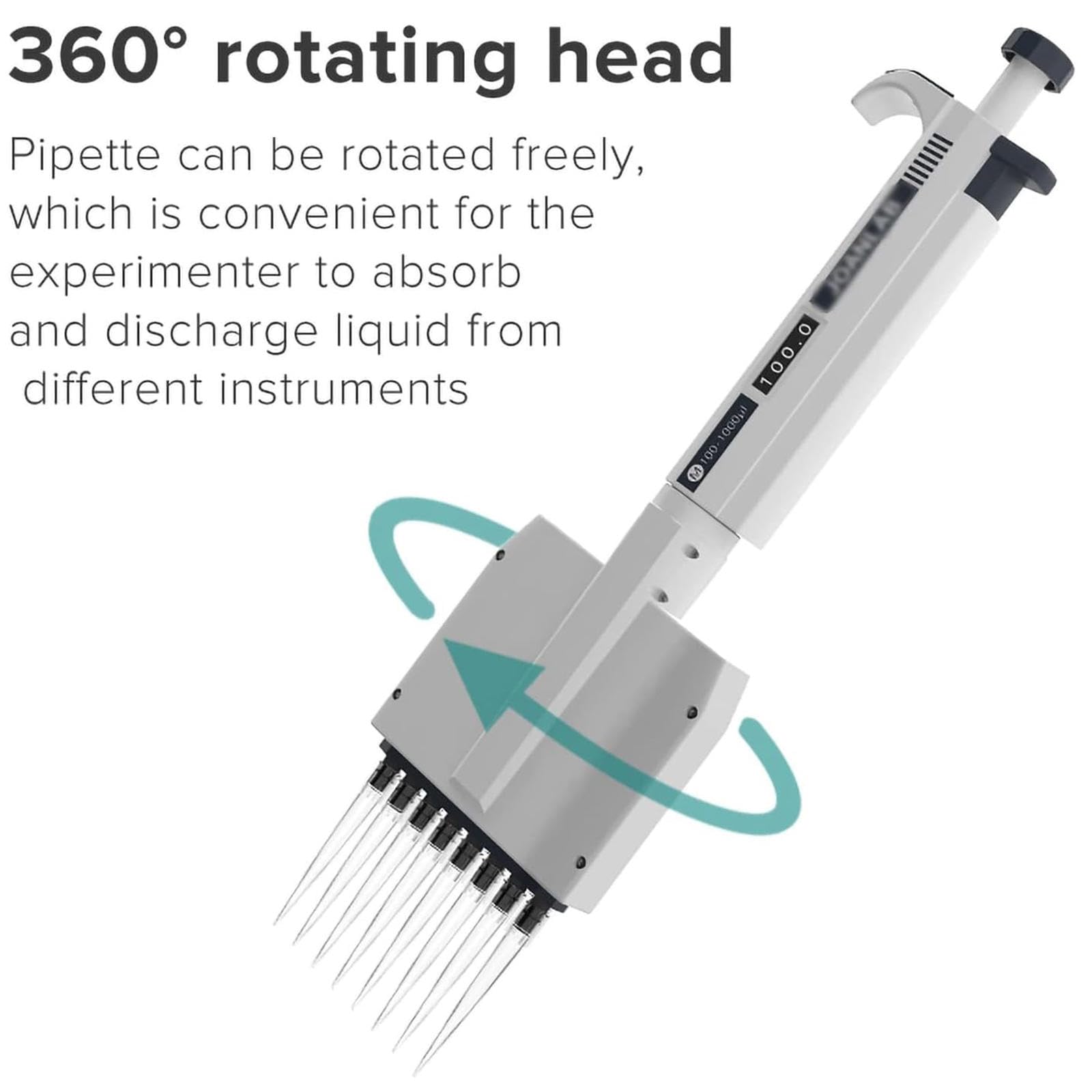 Mehrkanal-Pipettier-Controller, 8-Kanal-Pipette, 0,5 Ul-300 Ul Volumenbereich, Präzise Mehrkanal-Probenahme, Manuell Digital Einstellbare Mikropipette,5-50ul