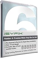 Vista 63 de iSYFIX - Calcomanías de vinilo blancas con número 0 (cero) - Juego de 6 unidades de 1.5 pulgadas autoadhesivas - Decalcomanías premium troqueladas