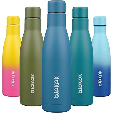 BJPKPK 17oz Insulated Water Bottles Stainless Steel Sports Water Bottles Keep Cold and Hot for Travel Dishwasher Safe,Sea Blue