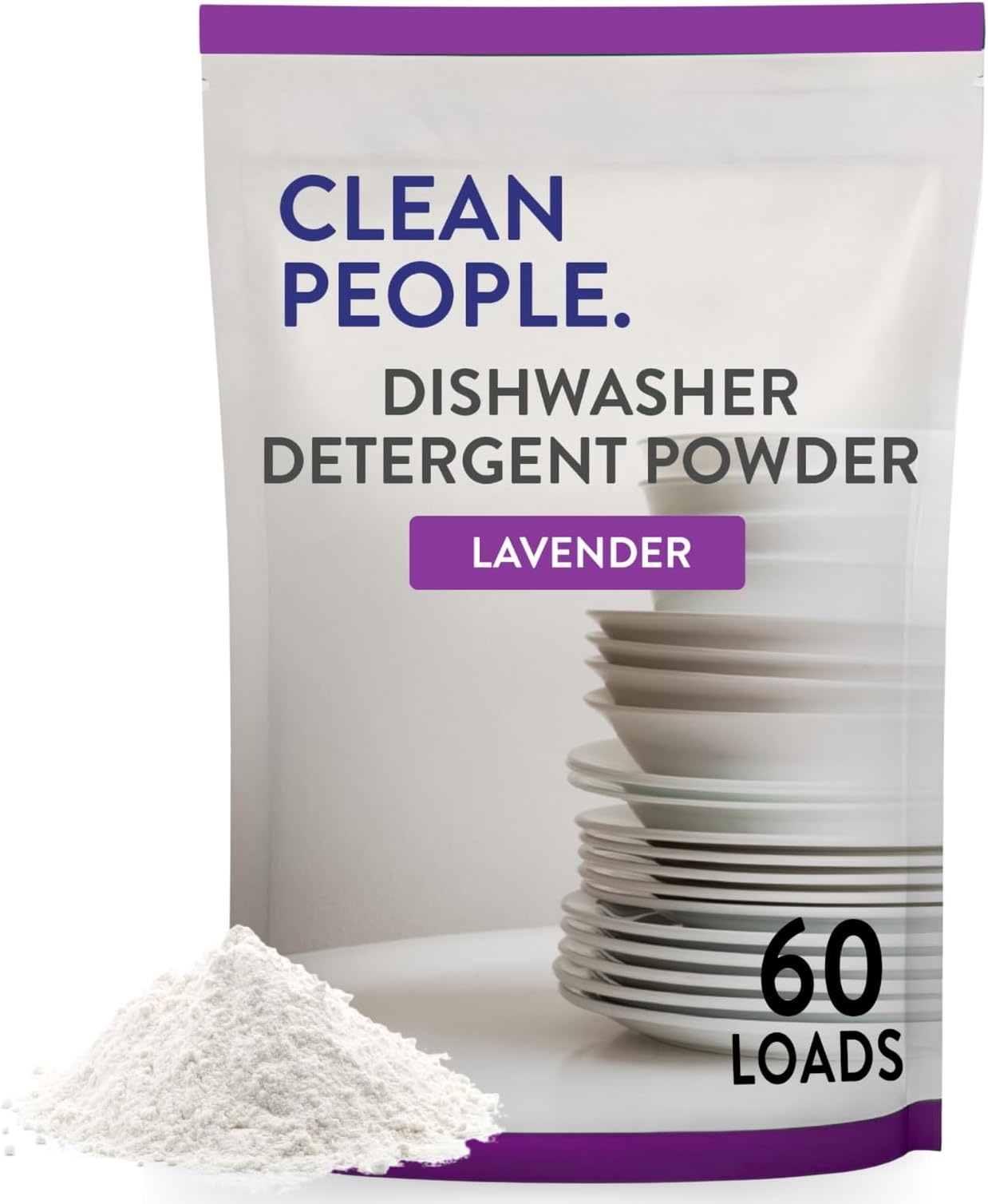 The Clean People Dishwasher Detergent Powder | Cuts Grease and Rinses Sparkling Clean | Residue-Free (30 Ounce, Lavender)