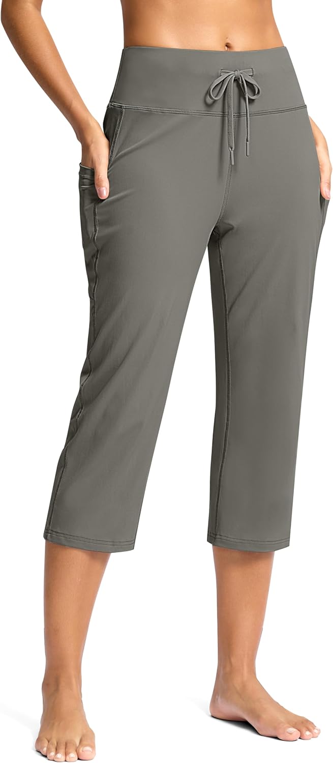 G Gradual Yoga Capri Pants for Women with Pockets High Waist Capris Leggings Tummy Control Straight Workout Summer Crop Pants