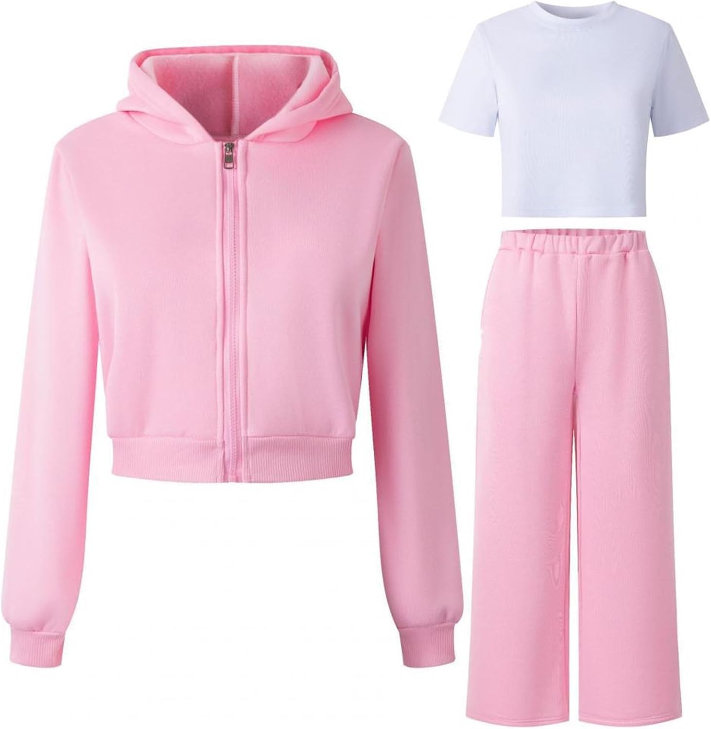 Girls Outdoor Everyday Wear Set for Kids - Cozy Fleece Tracksuit with Long Sleeve Top