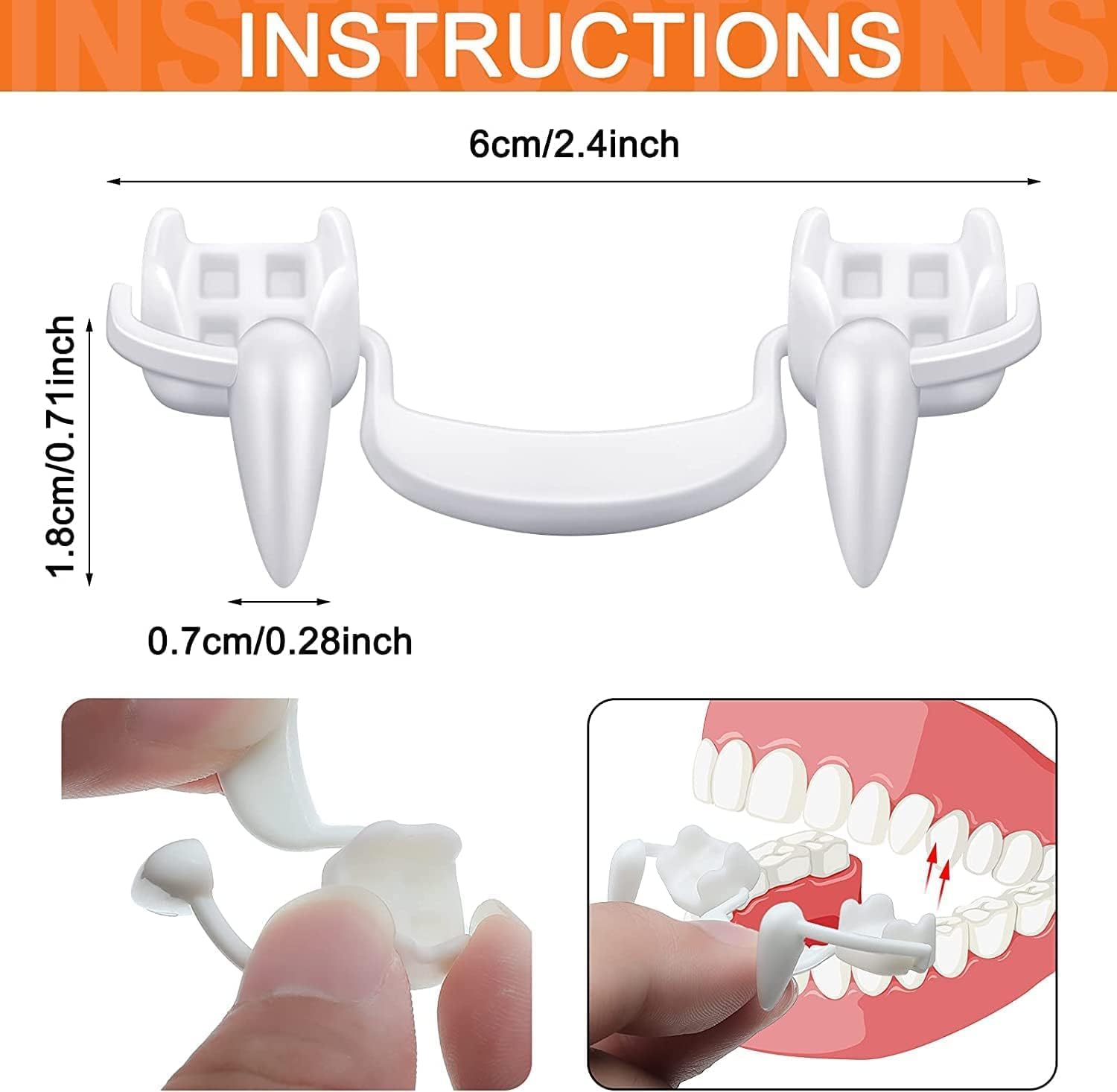 Vibbang 4 Pair Retractable Vampire Fangs Kit, Reusable Spoof Vampire, Halloween Party Fangs - Image 2