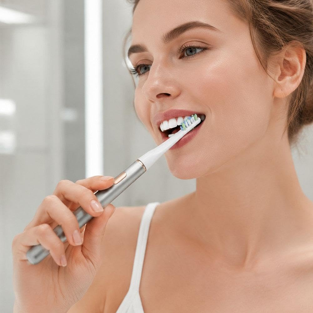Spazzolino elettrico, micro-vibrazioni delicate con 3 modalità e timer intelligente, durata della batteria di 2 mesi, con supporto di ricarica, set da viaggio impermeabile per casa, viaggi di lavoro e