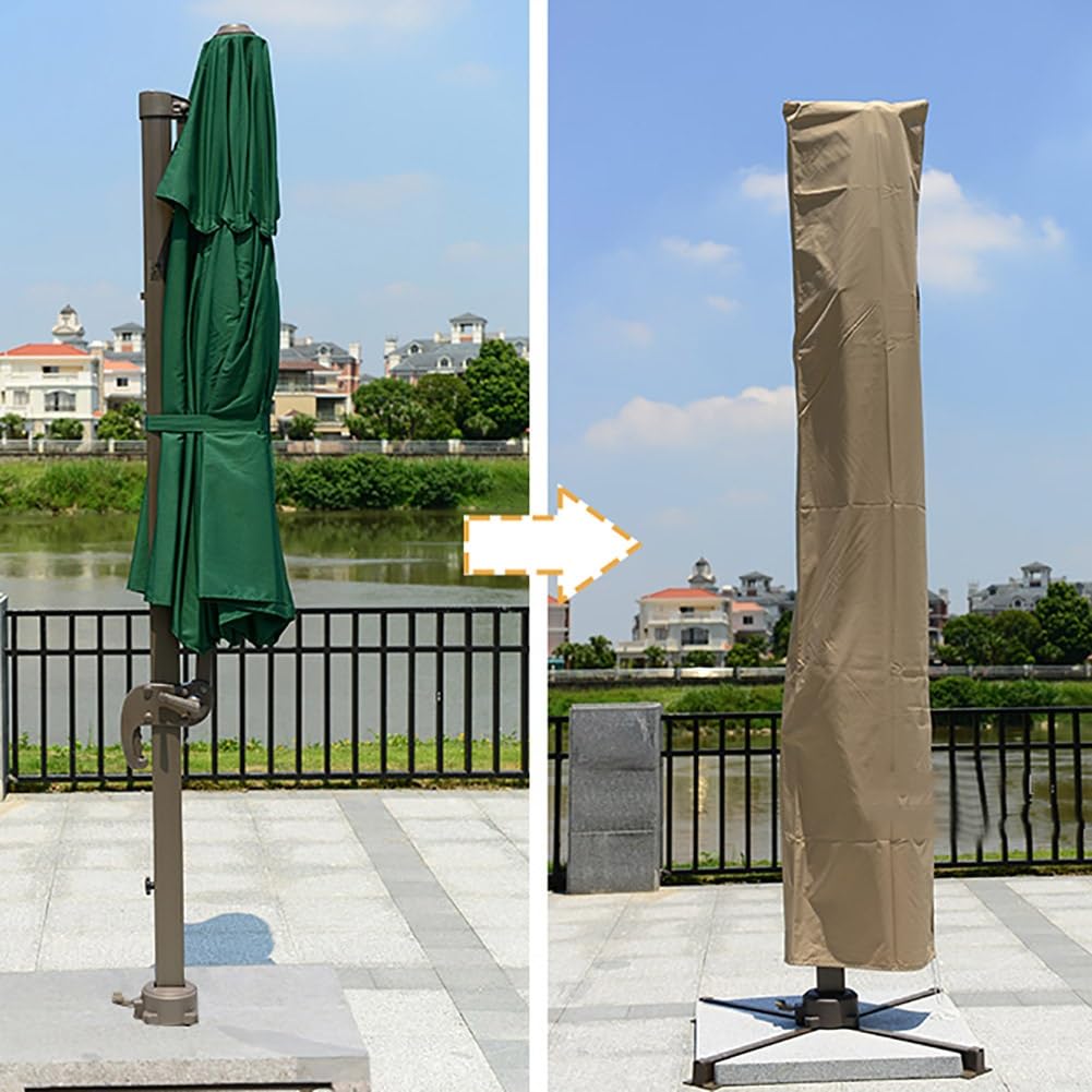 Copertura impermeabile per ombrellone da esterno con cerniera per ombrellone a sbalzo a banana cachi 235 × 55 cm