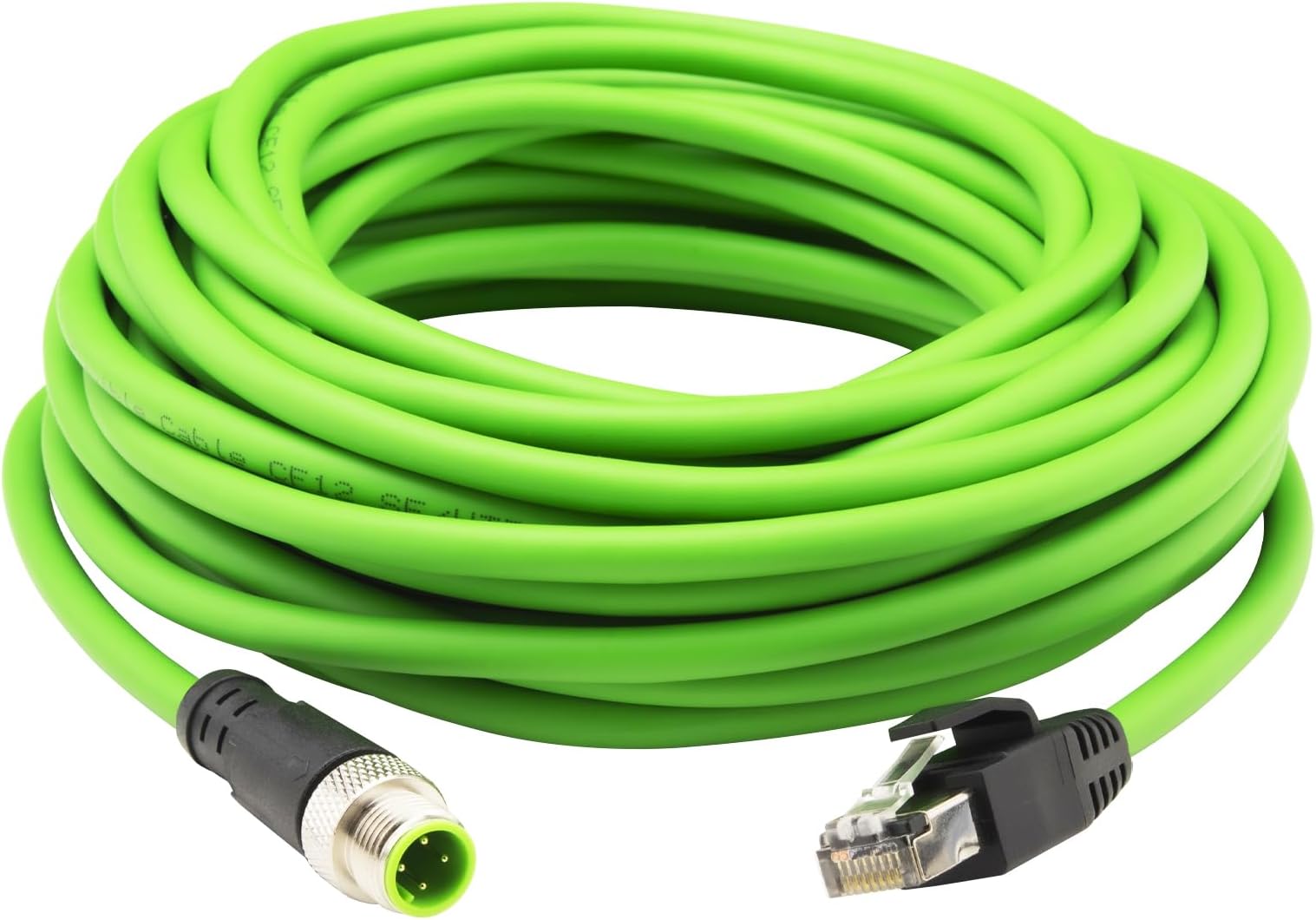 M12 - RJ45イーサネットケーブル 33フィート 防水 M12 4ピン Dコード オス - RJ45オスシールドケーブル、Cat5e SFTP 24 AWG ブラック PURジャケット付き、10m シールドパッチコード オートメーションアプリケーション用