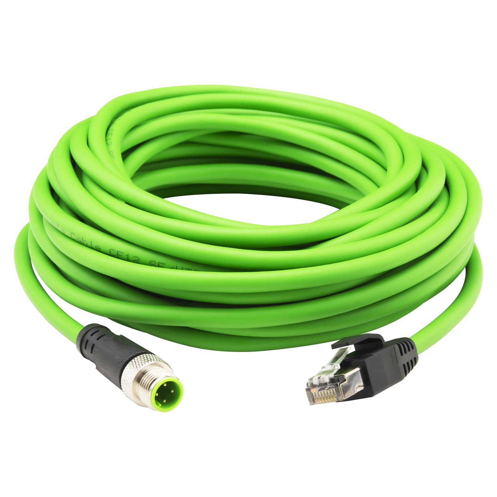 Lonlonty M12 - RJ45イーサネットケーブル 33フィート 防水 M12 4ピン Dコード オス - RJ45オスシールドケーブル、Cat5e SFTP 24 AWG ブラック PURジャケット付き、10m シールドパッチコード オートメーションアプリケーション用