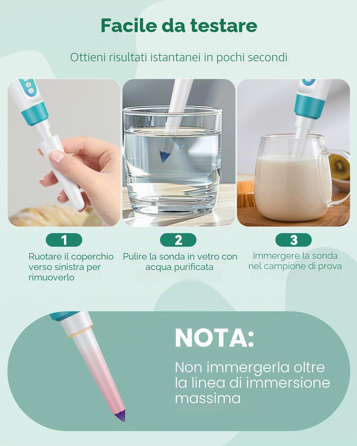 Pawfly pHmetro Digitale per Alimenti ad Alta Precisione, Tester pH per Pasta Madre, Pane, Fermentazione, Salumi, Carni in Scatola, Formaggi, Liquidi, Solidie Semisolidi