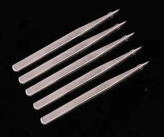 ZHONGJIUYUAN 5-PACK Stainless Steel Tweezers with Pointed Tip For Sewing craft and or jewelry Working Or Nail art