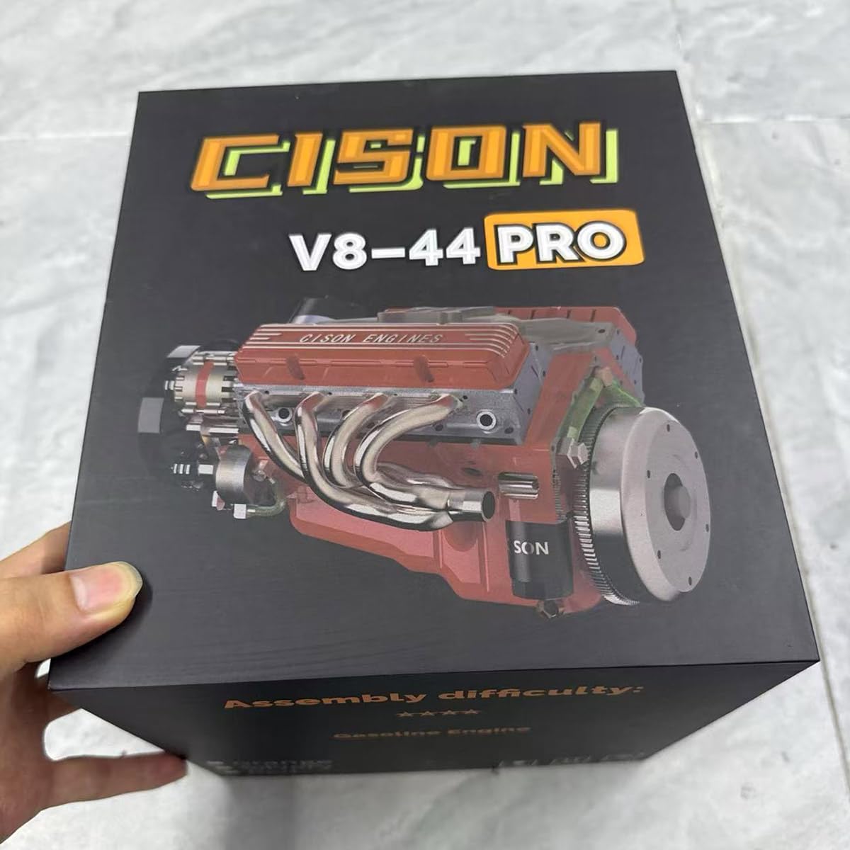 CISON-V8 - Kit modello motore con accessori, motore OHV V8 in metallo 44 CC in scala 1/6, raffreddato ad acqua, kit modello di motore a 4 tempi, modello di esperimento fisico per adulti