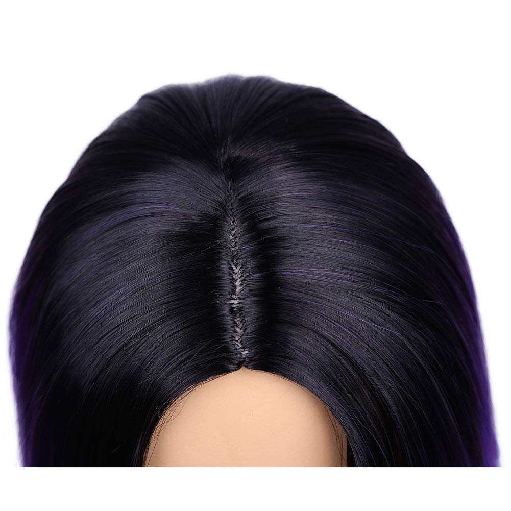 HANNE Ombre Black to Purple Wig Short Bob Wigs Shoulder Length Bob Hair Short Straight Hair Bob Wigs for Women Ombre Purple Wig Halloween Rumi Cosplay Wigs (Ombre Purple): 1-Ombre Purple