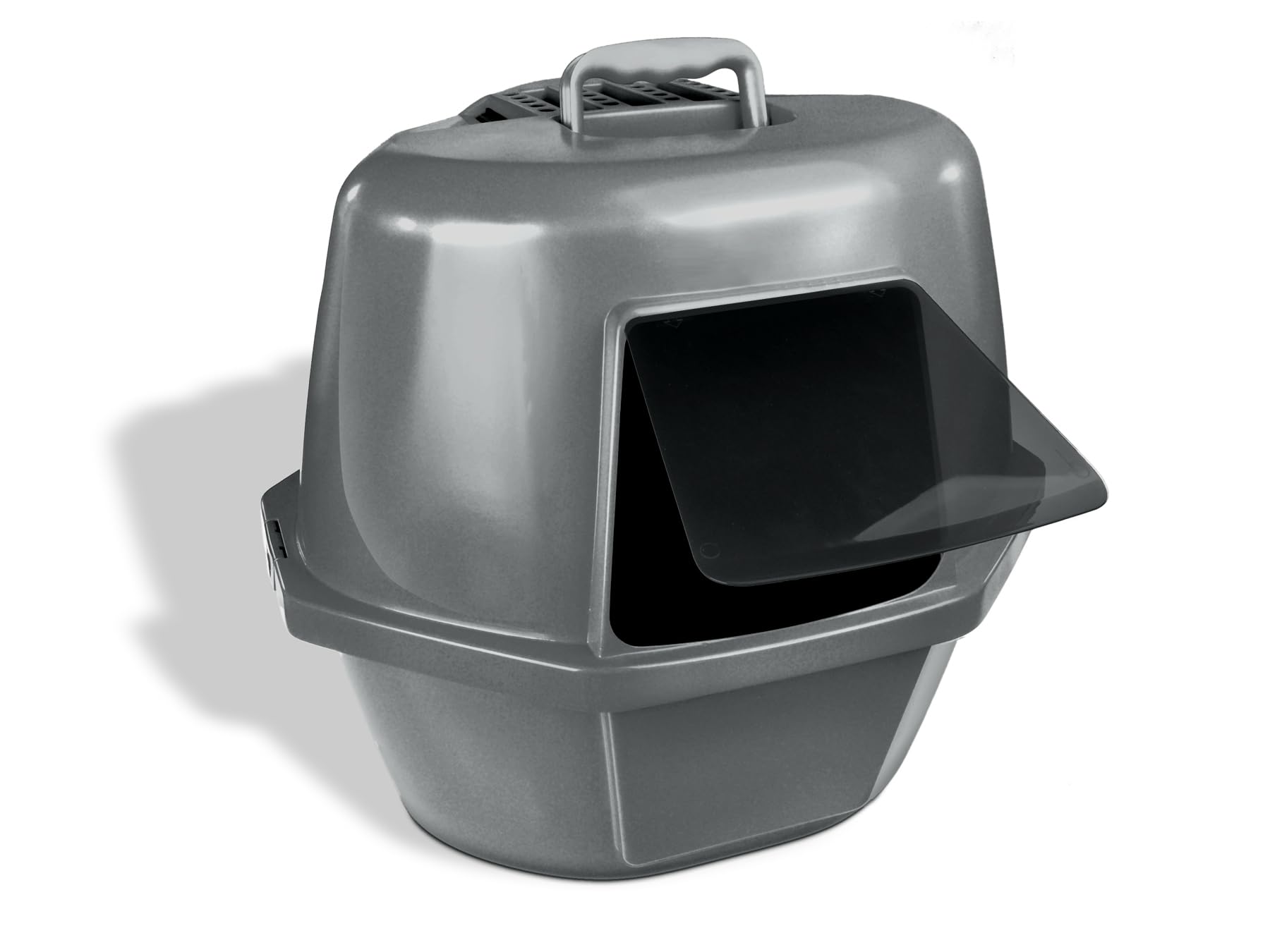 Van Ness Pets Large Enclosed Corner Cat Litter Box with Odor Door, Hooded Pan, Grey, CP9