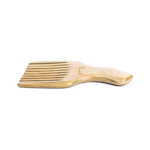 Miniatura 4 de Breezelike Peine de madera para cabello rizado, peine de madera de dientes anchos naturales para cabello rizado, peine de madera de sándalo sin