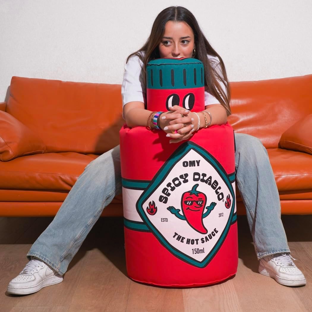 Omy Original Giant Inflatable Floor Pillow, Spicy Diablo, Easy to Inflate Lounger, Use as a Cushion or as Decoration