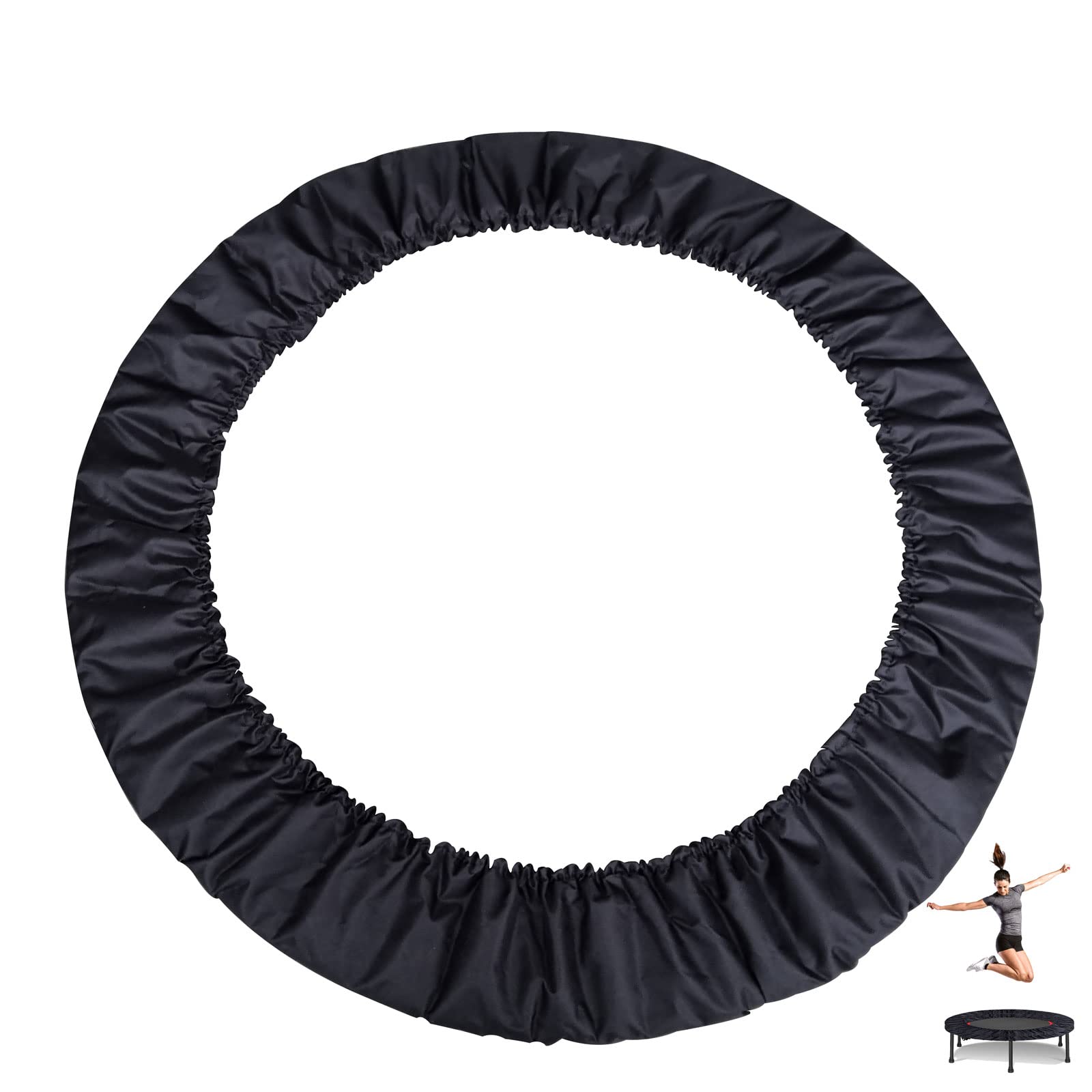 EUPXRHY Mini Trampoline Spring Cover 36 38 40 45 60inch Small Trampoline Pad Replacement 3 Layers Thickened & 22cm Widened, 800D Tear-Resistant Oxford Cloth, for Indoor Trampoline,Black,96cm(38inch)