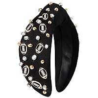 Vista 19 de mokkia Diadema de fútbol para mujer, accesorios de fútbol para mamá, con diamantes de imitación de cristal, diadema ancha con nudo superior