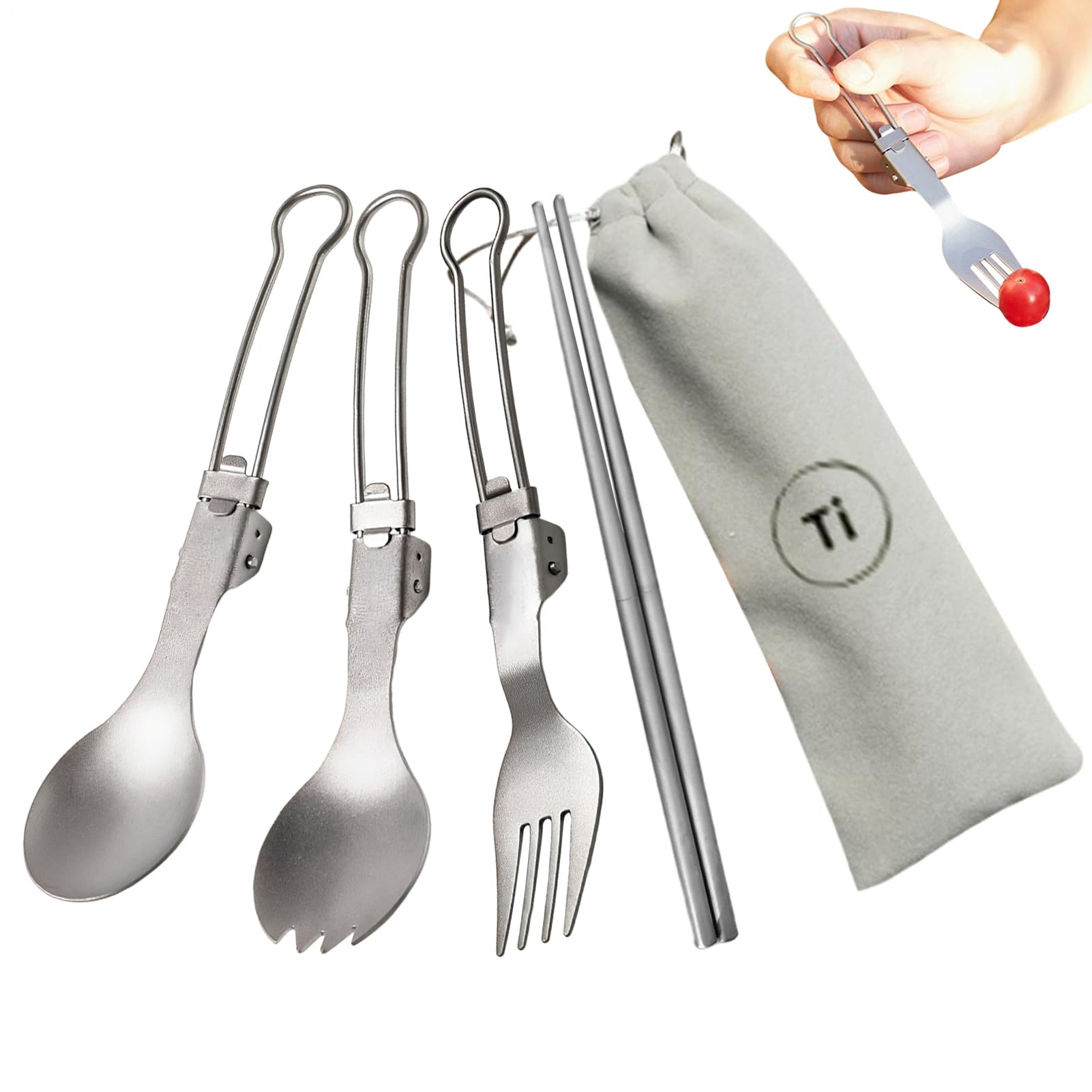Ustensiles de voyage et set de couverts en titane pour camping et randonnée