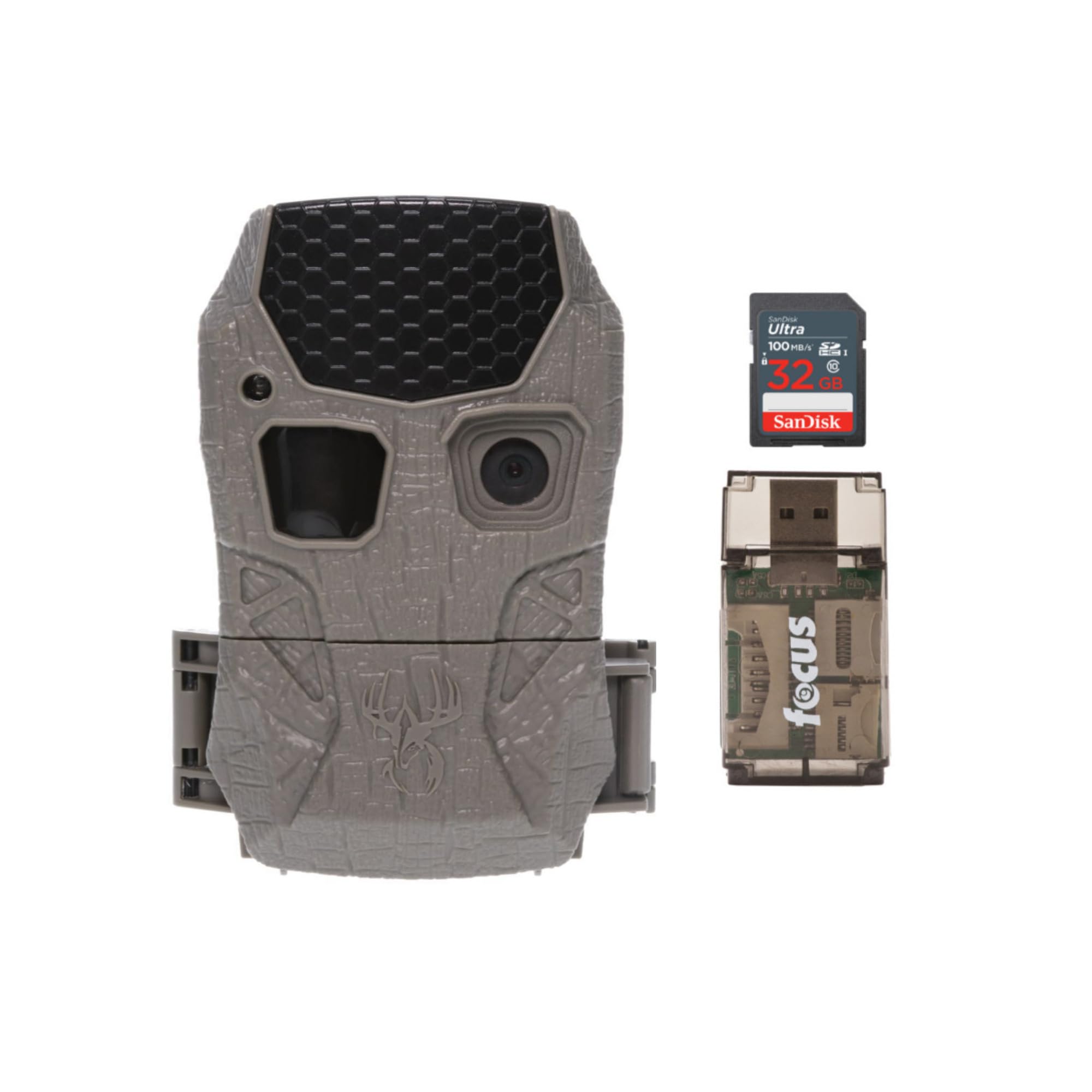 Wildgame Innovations Kicker 2.0 Lightsout Trail Camera with 18MP Resolution and 720p Video Capture Bundle with 4-in-1 USB 2.0 Card Reader (2 Items)