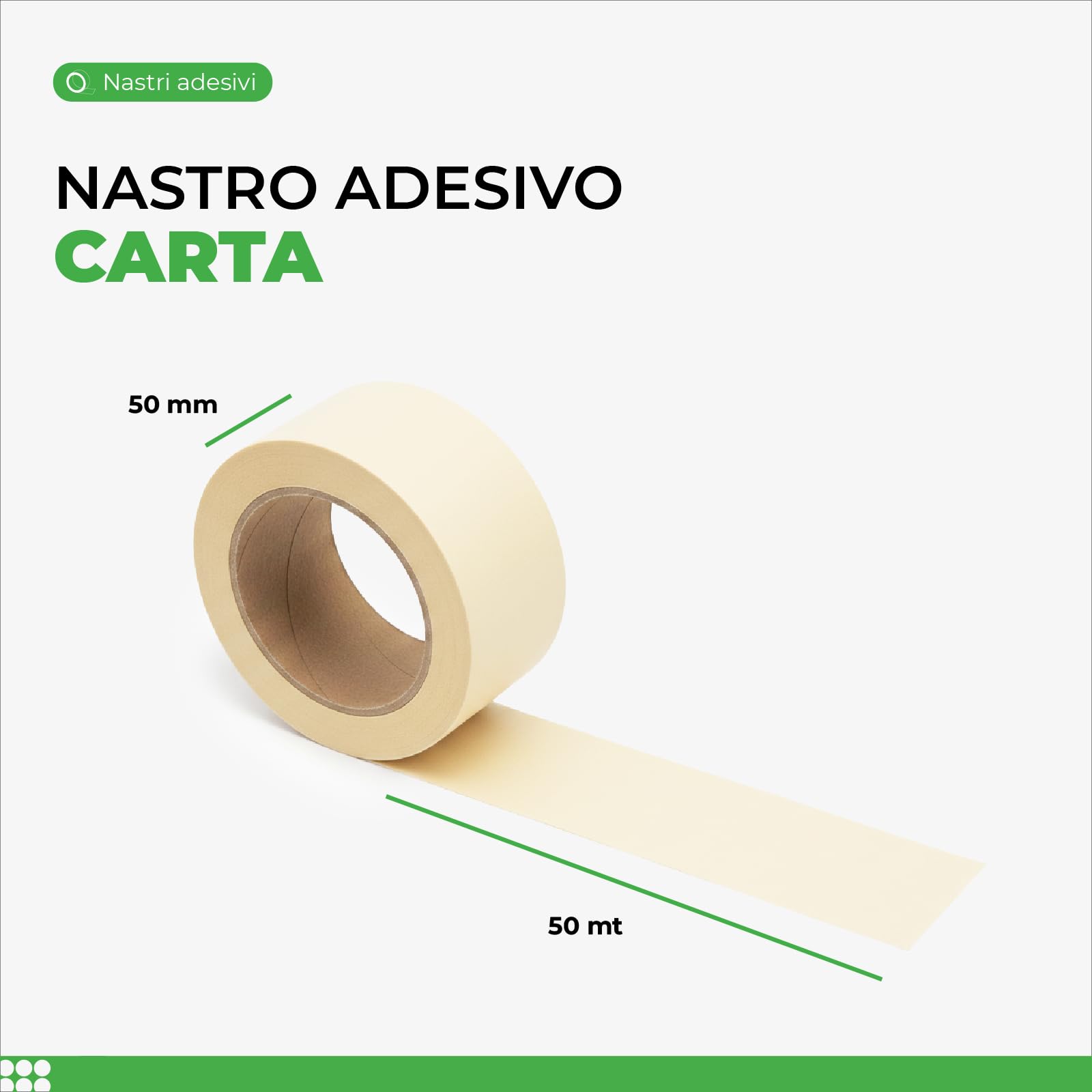 Nastro Adesivo in Carta Kraft 50 mm x 50 m - Imballaggio e Chiusura Cartoni, Adesione Duratura per Spedizioni, Magazzino e Traslochi, 36 Rotoli