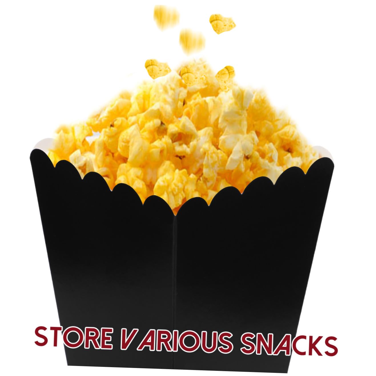 HEMOTON Scatole Popcorn 250g Nere 50 in Cartone Pieghevoli Pezzi