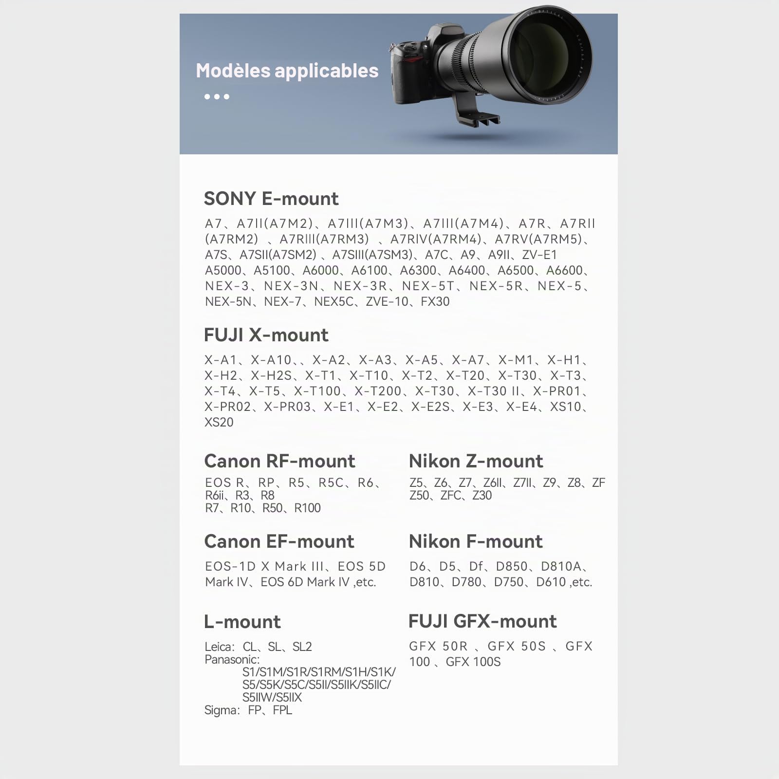TTARTISAN 500mm F6.3 pour Canon EF Mount Téléobjectif pour Appareil Photo Full Frame Photographie animalière