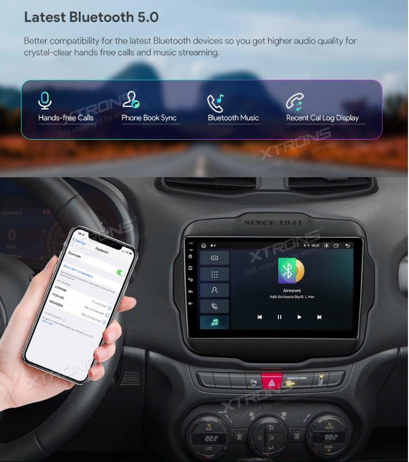 ESTOCK1 Car tablet Android 11 per Jeep Renegade Carplay integrato 2015-2021 4GB di ram 32GB di rom 9 pollici GPS autoradio navigatore WI-FI Bluetooth MirrorLink