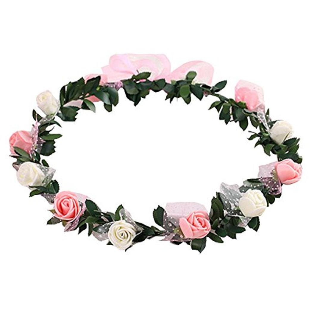 DAEDALUS Rose Flower Crown Headband Wreath Party Wedding Bridal Garland Hairband Headwear