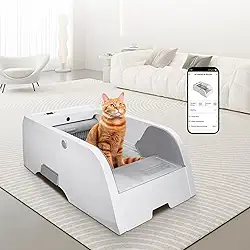Banheiro Pet, Upgraded Caixa de Areia para Gatos Autolimpante,Design Amplo e Aberto para um ou Vários Gatos, Segurança Anti-beliscões e Controle de Odores