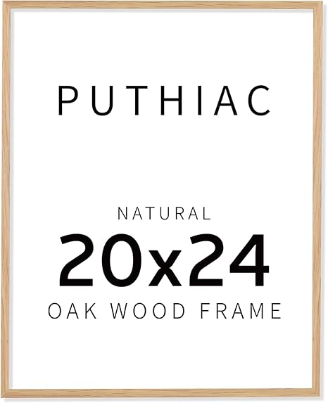 puthiac 20x24 Oak Wood Picture Frames -20"x24" Poster Frames for Wall, 20x24 Picture Frames for Wall, 20 x 24 Picture Frame, 20 x 24 Frames(1 Pack, Beige)