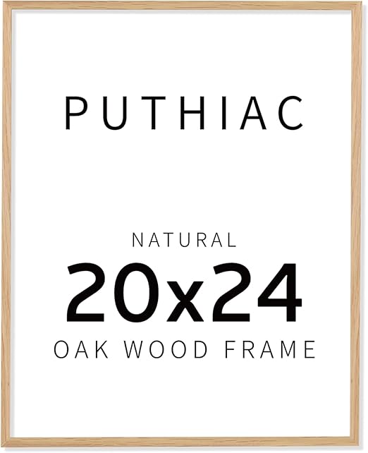 puthiac 20x24 Oak Wood Picture Frames -20"x24" Poster Frames for Wall, 20x24 Picture Frames for Wall, 20 x 24 Picture Frame, 20 x 24 Frames(1 Pack, Beige)