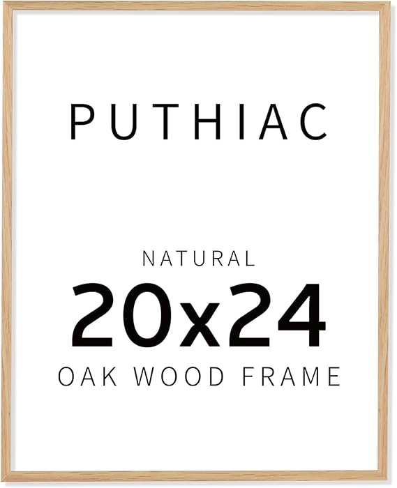 puthiac 20x24 Oak Wood Picture Frames -20"x24" Poster Frames for Wall, 20x24 Picture Frames for Wall, 20 x 24 Picture Frame, 20 x 24 Frames(1 Pack, Beige)